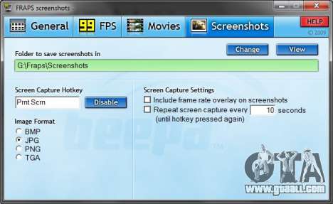 Fraps, tab: screenshots Fraps, tab: screenshots
