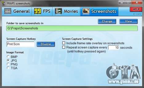 Fraps, tab: screenshots Fraps, tab: screenshots