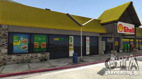 Shell Gas Station and Subway on Rest Area для GTA 5